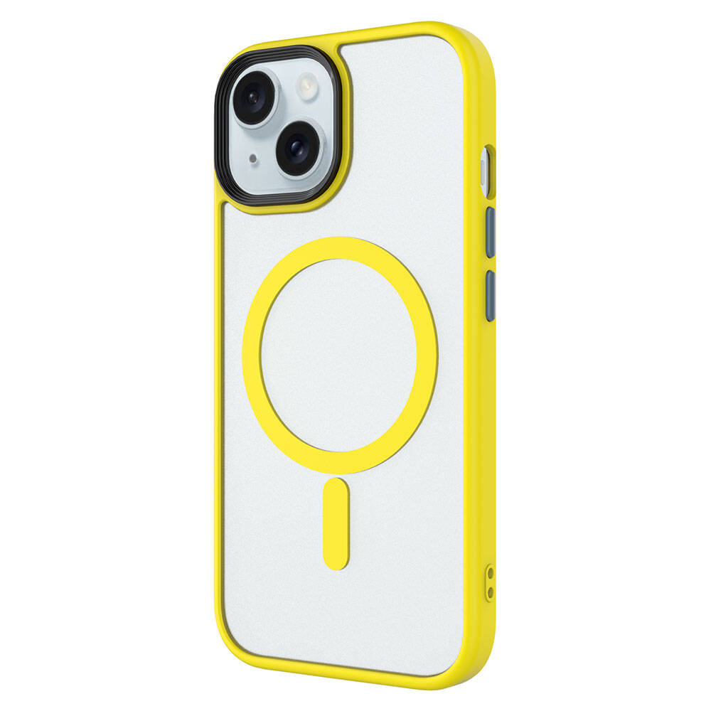 Apple iPhone 15 Pro Kılıf Mat Arka Yüzey Wireless Şarj Özellikli Zore Flet M-safe Kapak Siyah