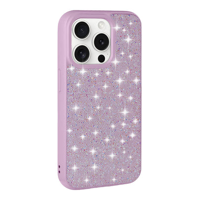 Apple iPhone 15 Pro Kılıf Parlak Taşlı Tasarım Zore Pırlanta Kapak Lila