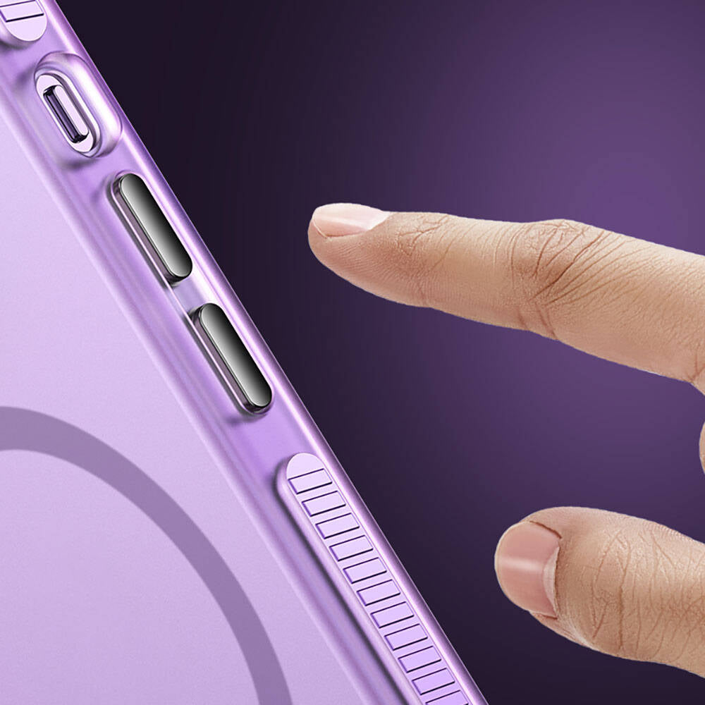 Apple iPhone 15 Pro Max Kılıf Airbagli M-safe Wireless Şarj Özellikli Lens Koruyuculu Zore Klaptika Kapak Renksiz