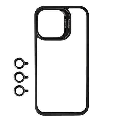 Apple iPhone 15 Pro Max Kılıf Kamera Lens Korumalı Standlı Zore Klon Lensli Kapak Gri