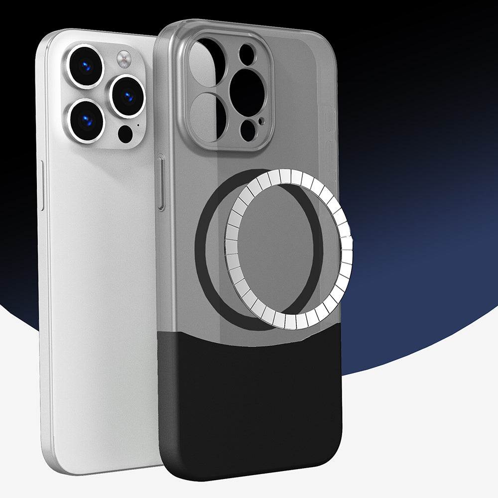 Apple iPhone 15 Pro Max Kılıf M-Safe Şarj Özellikli Mıknatıslı Zore Duble Kapak Lacivert
