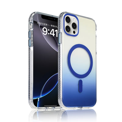Apple iPhone 15 Pro Max Kılıf M-safe Şarj Özellikli Transparan Renk Geçişli Zore Toros Kapak Rose Gold