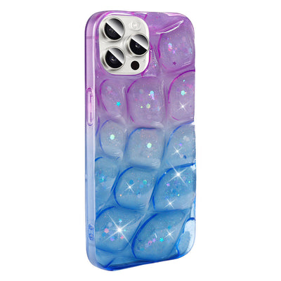 Apple iPhone 15 Pro Max Kılıf Simli 3D Desenli Zore Hacar Kapak Mor-Mavi