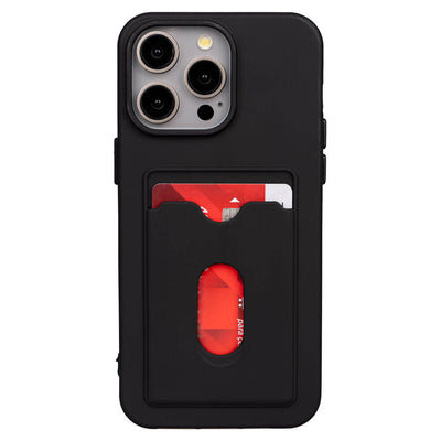 Apple iPhone 15 Pro Max Kılıf Zore Dora Kartlıklı Silikon Kapak Siyah