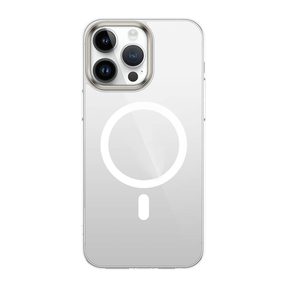 Apple iPhone 15 Pro Max Kılıf Zore Wireless Şarj Özellikli Şeffaf G-Glass Kapak Titanyum