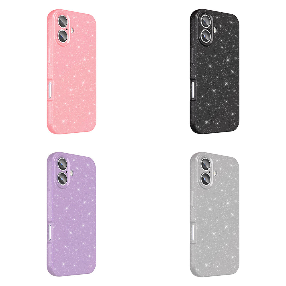 Apple iPhone 16 Kılıf Kamera Korumalı Simli Lüks Zore Koton Kapak Lila