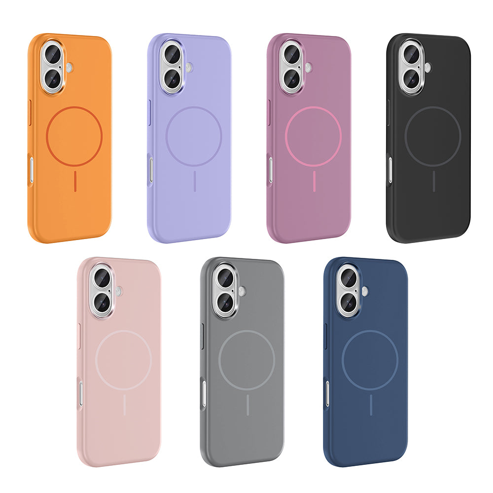 Apple iPhone 16 Kılıf M-Safe Şarj Özellikli Metal Kamera Çerçeveli Zore Edi Silikon Kapak Lacivert