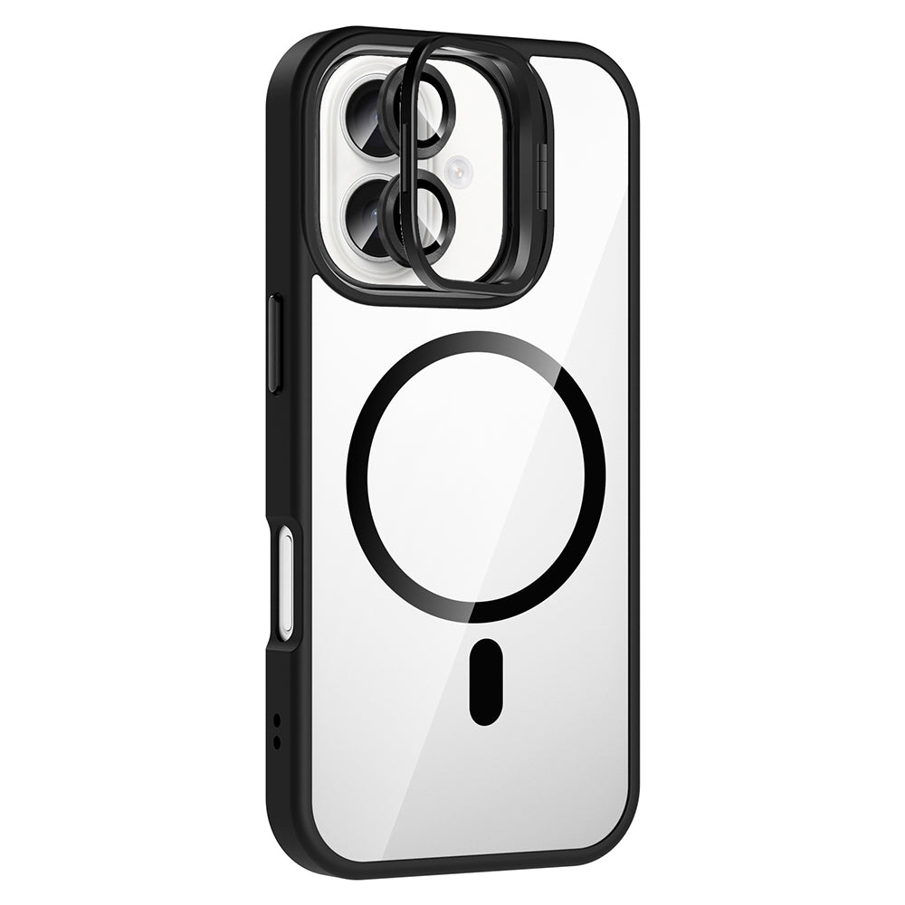Apple iPhone 16 Kılıf Standlı ve Kamera Lens Hediyeli M-Safe Şarj Özellikli Zore Etro Kapak Lacivert