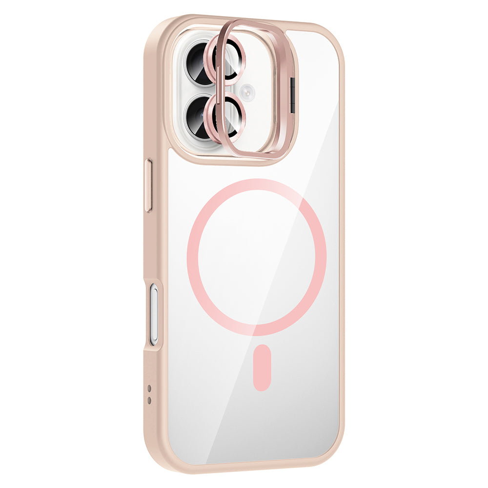 Apple iPhone 16 Kılıf Standlı ve Kamera Lens Hediyeli M-Safe Şarj Özellikli Zore Etro Kapak Derin Mor