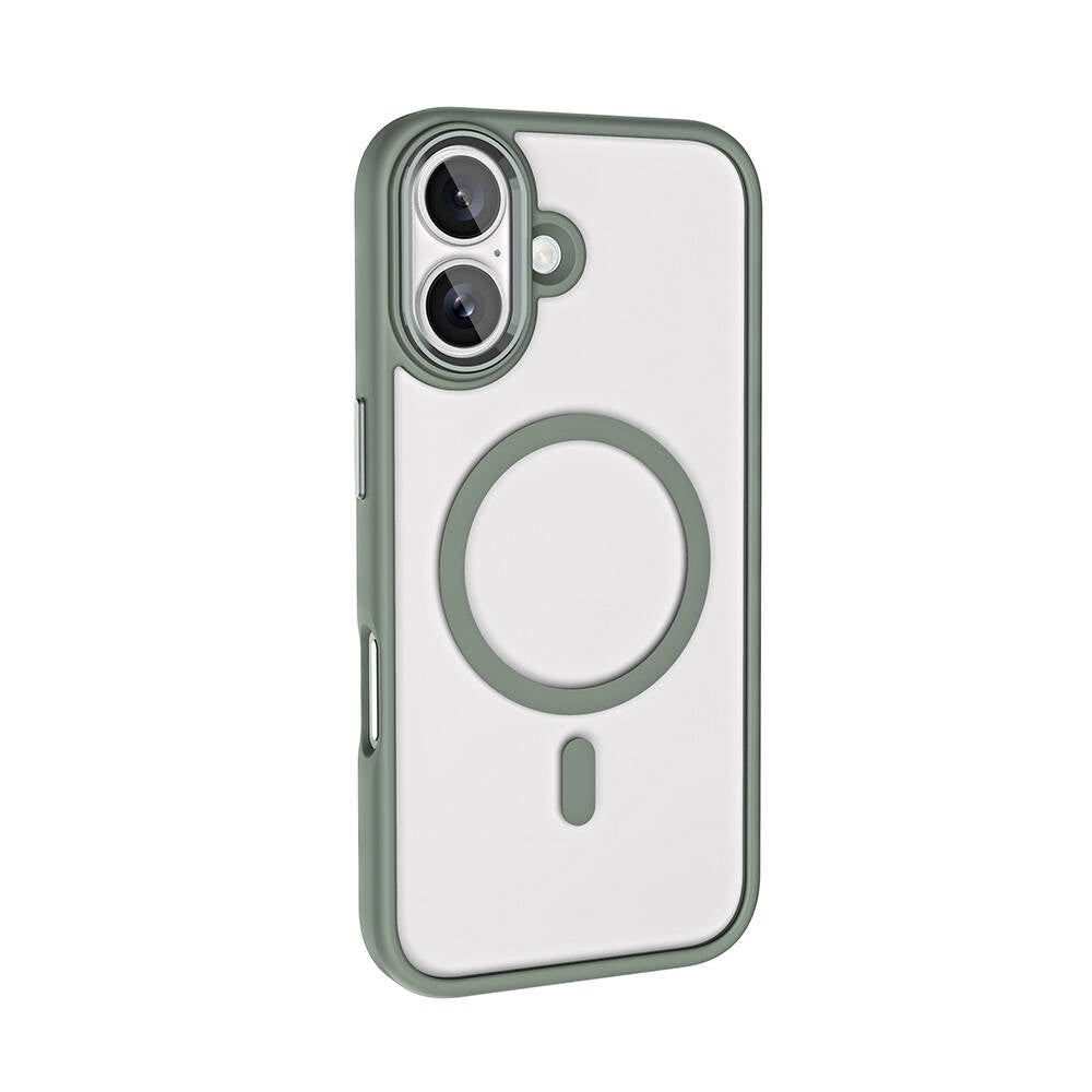 Apple iPhone 16 Kılıf Wireless Şarj Özellikli Zore Krom M-safe Silikon Kapak Rose Brown