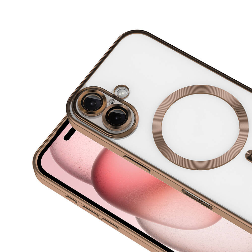 Apple iPhone 16 Plus Kılıf Kamera Korumalı M-safe Wireless Şarj Özellikli Zore Demre Kapak Desert Titanyum