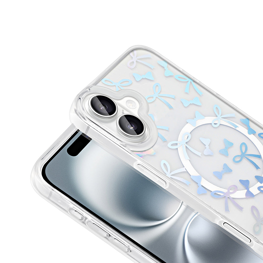 Apple iPhone 16 Plus Kılıf M-Safe Şarj Özellikli Şeffaf Zore Folk Sert Kapak Çilek