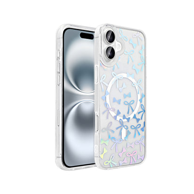 Apple iPhone 16 Plus Kılıf M-Safe Şarj Özellikli Şeffaf Zore Folk Sert Kapak Kalp