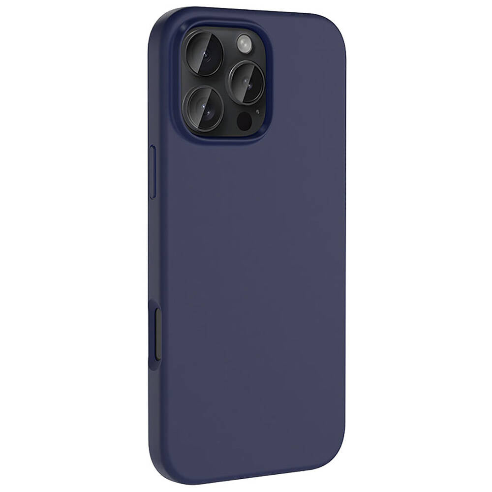 Apple iPhone 16 Pro Kılıf M-safe Şarj Özellikli Sıvı Teknolojili Silinebilir Sert Zore Kivi Kapak Lacivert