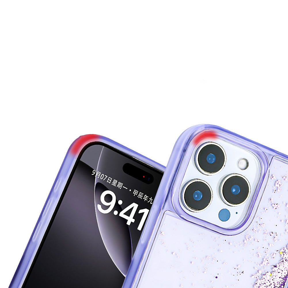 Apple iPhone 16 Pro Kılıf Sıvılı Simli Şeffaf Arka Yüzey Zore Keto Silikon Kapak Siyah