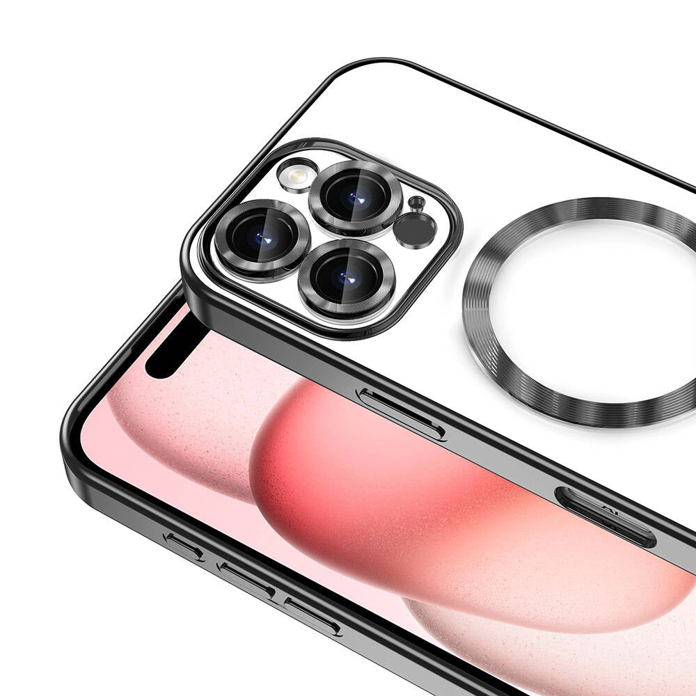 Apple iPhone 16 Pro Max Kılıf Kamera Korumalı M-safe Wireless Şarj Özellikli Zore Demre Kapak Gümüş