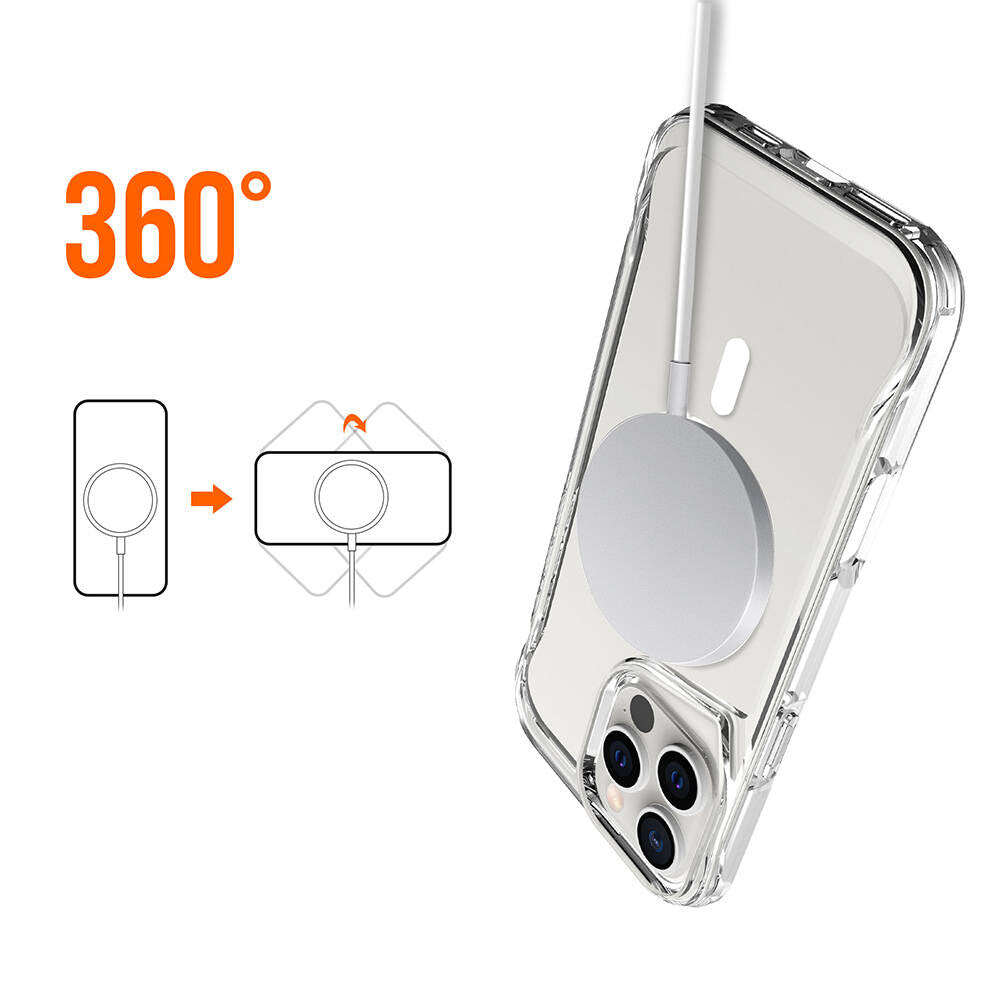 Apple iPhone 16 Pro Max Kılıf Zore M-safe Şarj Özellikli T-Max M-safe Kapak Şeffaf