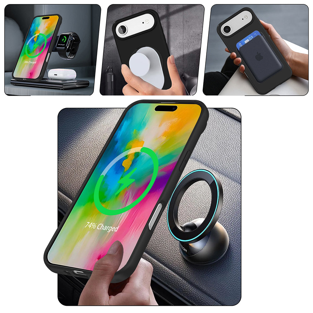Apple iPhone 17 Air Kılıf M-safe Şarj Özellikli Standlı Zore Samara Kapak Desert Gold