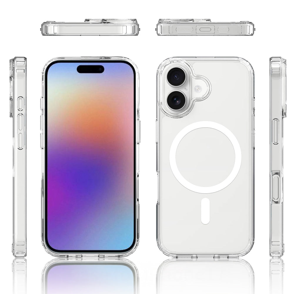 Apple iPhone 17 Kılıf M-safe Şarj Özellikli Şeffaf Sert PC Zore Embos Kapak Şeffaf