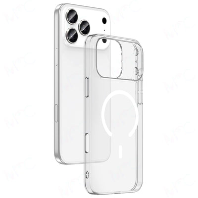 Apple iPhone 17 Pro Kılıf IC Çipli M-Safe Şarj Özellikli Şeffaf Kamera Çerçeveli Zore Toledo Kapak Şeffaf