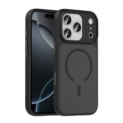 Apple iPhone 17 Pro Kılıf Mat Arka Yüzey Wireless Şarj Özellikli Zore Flet M-safe Kapak Desert Titanyum