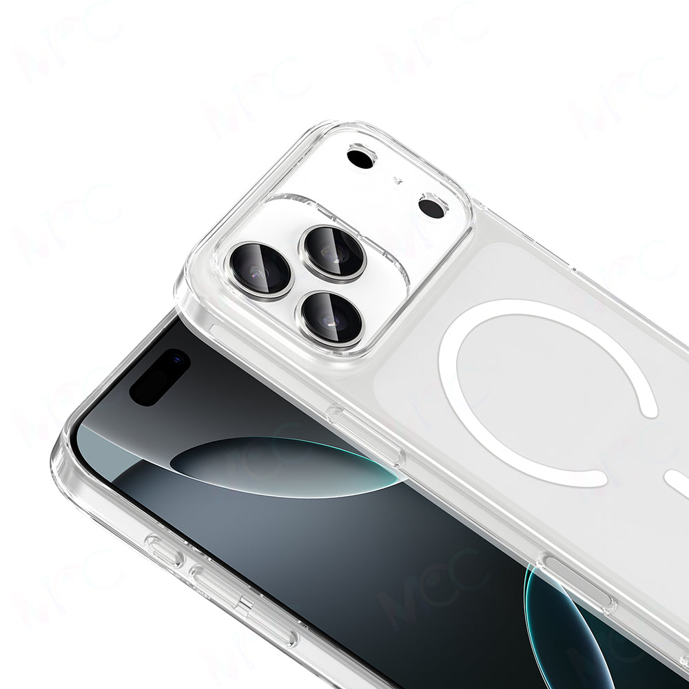 Apple iPhone 17 Pro Kılıf Zore M-safe Şarj Özellikli Şeffaf Kamera Çerçeveli Porto Kapak Şeffaf