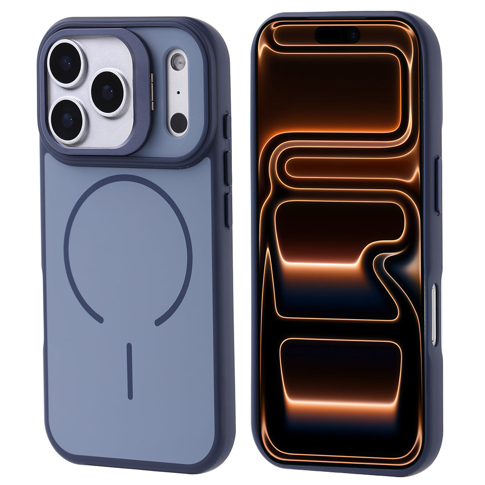 Apple iPhone 17 Pro Max Kılıf M-safe Şarj Özellikli Kamera Standlı Zore Notron Kapak Turuncu