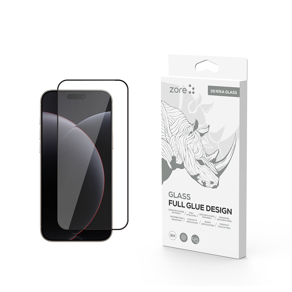 Apple iPhone 17 Pro Max Zore Rika Premium Temperli Cam Ekran Koruyucu Şeffaf