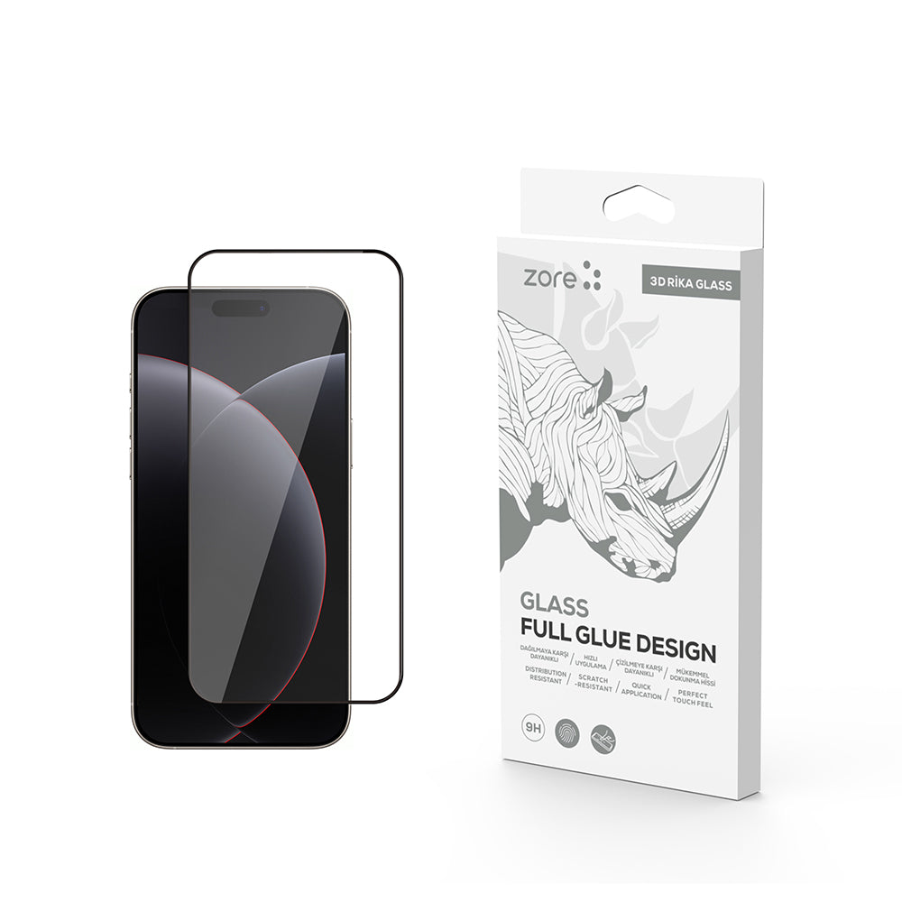 Apple iPhone 17 Pro Zore Rika Premium Temperli Cam Ekran Koruyucu Şeffaf