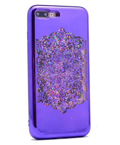 Apple iPhone 6 Kılıf Zore Lazer Çiçekli Sıvılı Silikon Pembe Açık