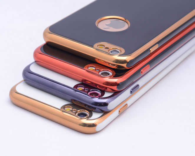 Apple iPhone 6 Plus Kılıf Zore Arkası Parlak 360 Silikon Siyah-Gold