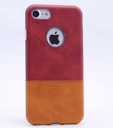 Apple iPhone 6 Plus Kılıf Zore Derili Deku Silikon Kahve Koyu