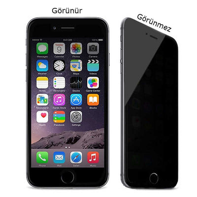 Apple iPhone 6 Zore Kor Privacy Cam Ekran Koruyucu Siyah