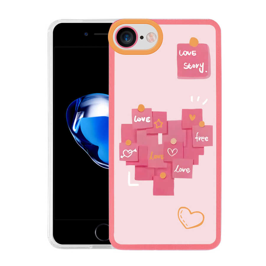 Apple iPhone 7 Kılıf Zore M-Fit Desenli Kapak Love Story No2