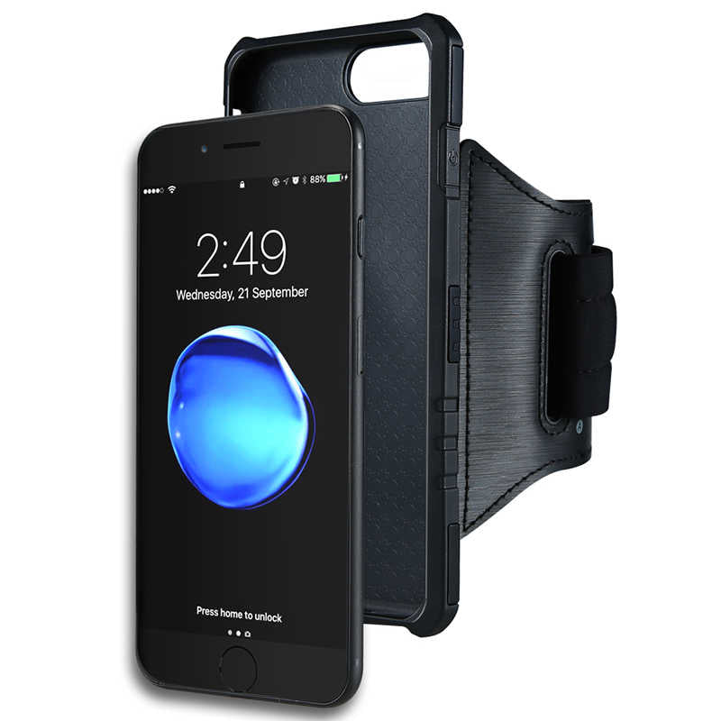 Apple iPhone 7 Plus Kılıf Zore 2 in 1 Kol Bandı Füme