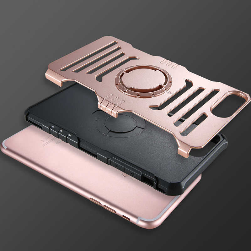 Apple iPhone 7 Plus Kılıf Zore 2 in 1 Kol Bandı Gri