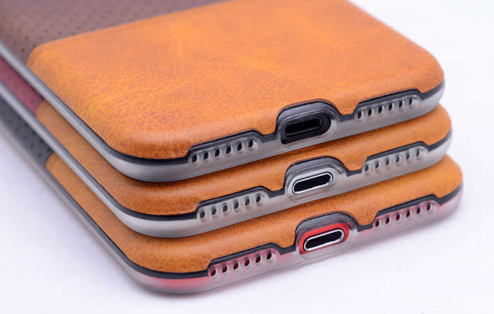 Apple iPhone 7 Plus Kılıf Zore Derili Deku Silikon Siyah