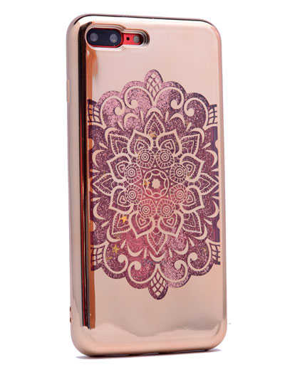 Apple iPhone 7 Plus Kılıf Zore Lazer Çiçekli Sıvılı Silikon Gümüş