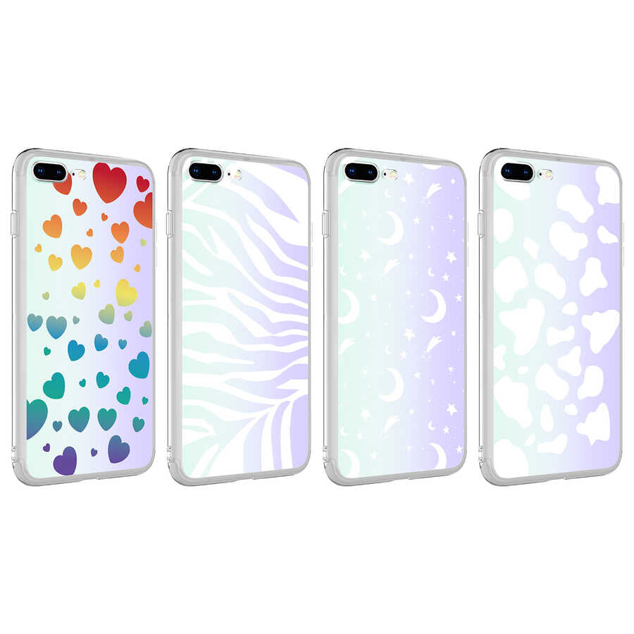 Apple iPhone 7 Plus Kılıf Zore M-Blue Desenli Kapak Zebra No1
