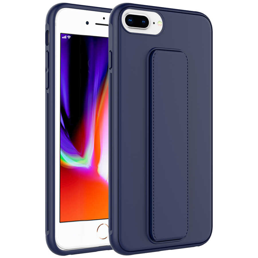 Apple iPhone 7 Plus Kılıf Zore Qstand Kapak Lacivert
