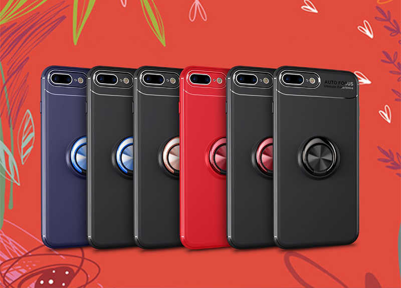 Apple iPhone 7 Plus Kılıf Zore Ravel Silikon Kapak Siyah-Mavi