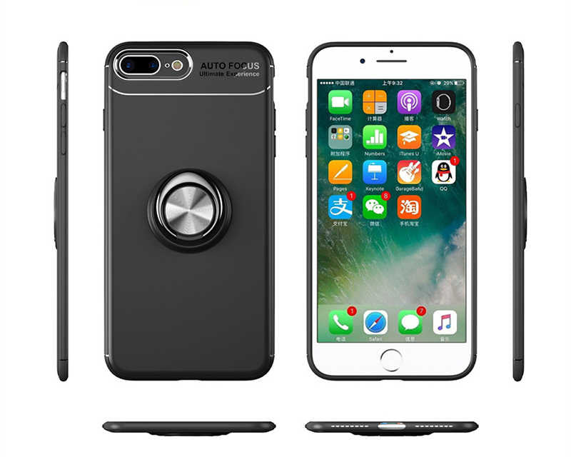Apple iPhone 7 Plus Kılıf Zore Ravel Silikon Kapak Siyah-Kırmızı