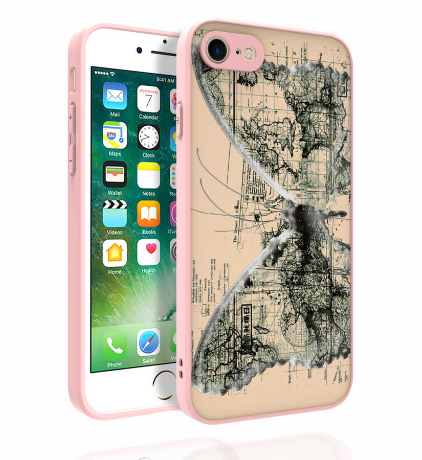 Apple iPhone 8 Kılıf Desenli Kamera Korumalı Parlak Zore Nora Kapak NO4