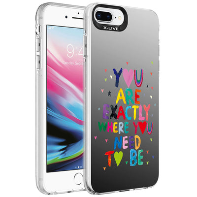 Apple iPhone 8 Plus Kılıf Desenli Zore Silver Sert Kapak Kalp