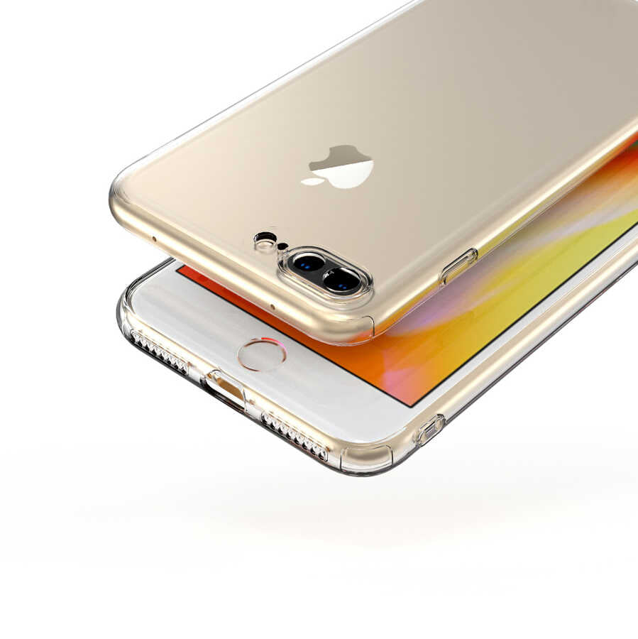 Apple iPhone 8 Plus Kılıf Zore Kamera Korumalı Süper Silikon Kapak Renksiz