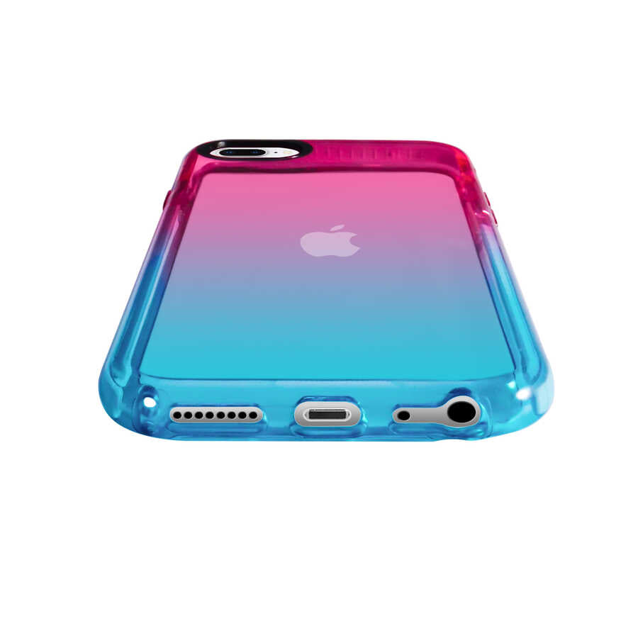 Apple iPhone 8 Plus Kılıf Zore Renkli Punto Kapak Pembe-Mavi
