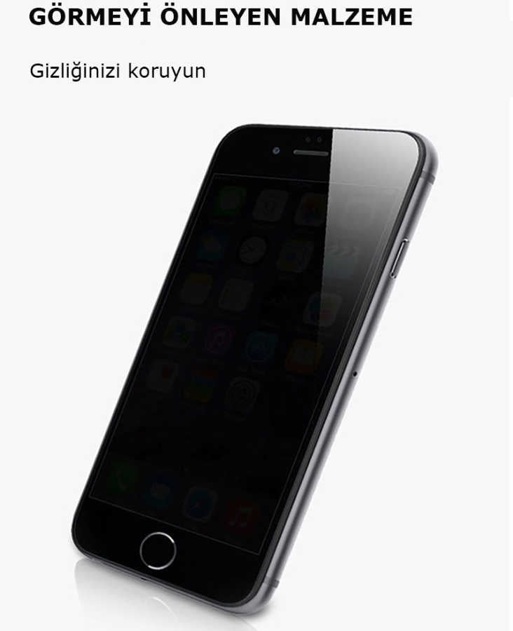 Apple iPhone 8 Plus Zore Kor Privacy Cam Ekran Koruyucu Beyaz