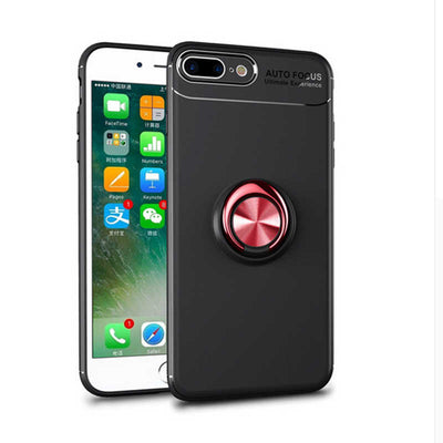 Apple iPhone 8 Plus Kılıf Zore Ravel Silikon Kapak Siyah-Kırmızı