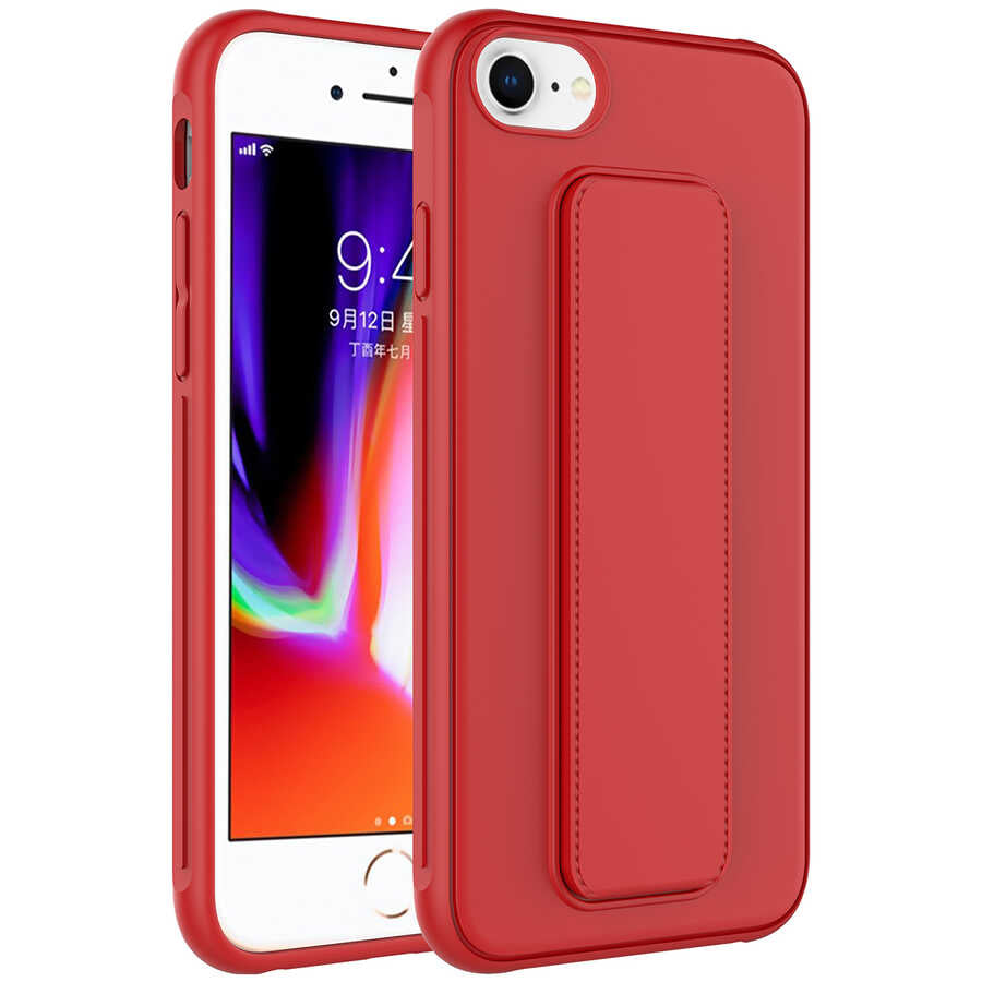 Apple iPhone SE 2020 Kılıf Zore Qstand Kapak Gri