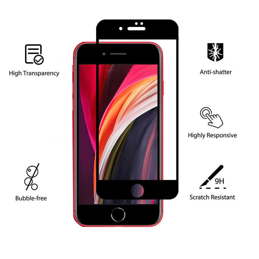 Apple iPhone SE 2020 Zore Dias Cam Ekran Koruyucu Siyah